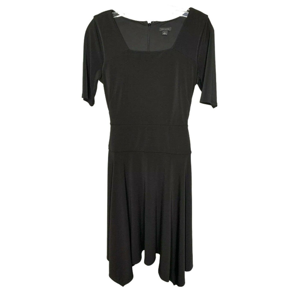 Ann‎ Taylor Loft Women's Dress Fit And Flare Career Cocktail Midi Black Size 2
